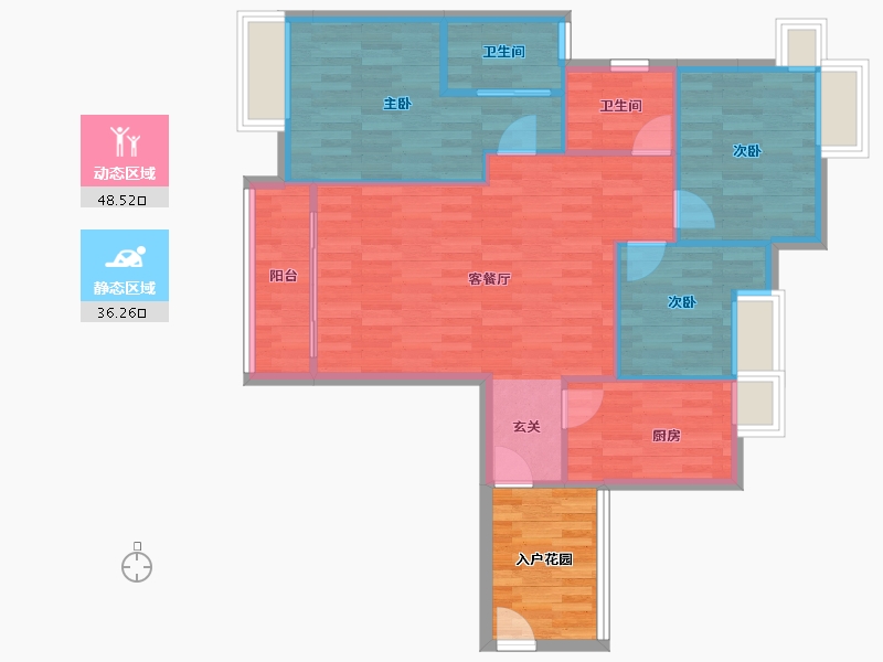 广东省-广州市-颐和盛世22栋108m²-83.99-户型库-动静分区