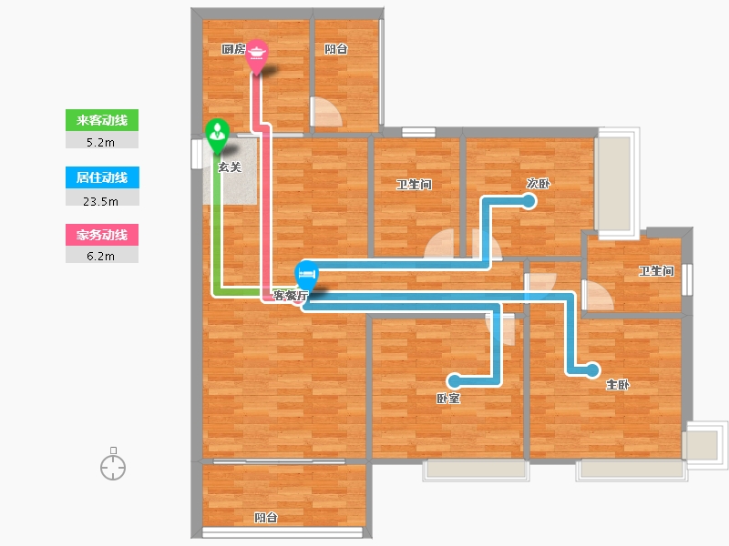 广东省-广州市-颐和盛世23栋,24栋120m²-96.00-户型库-动静线