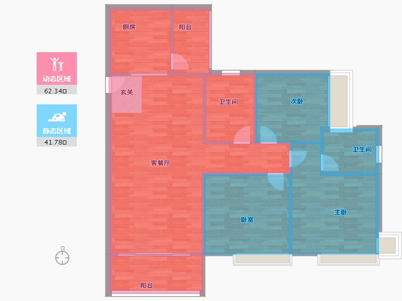 广东省-广州市-颐和盛世23栋,24栋120m²-96.00-户型库-动静分区