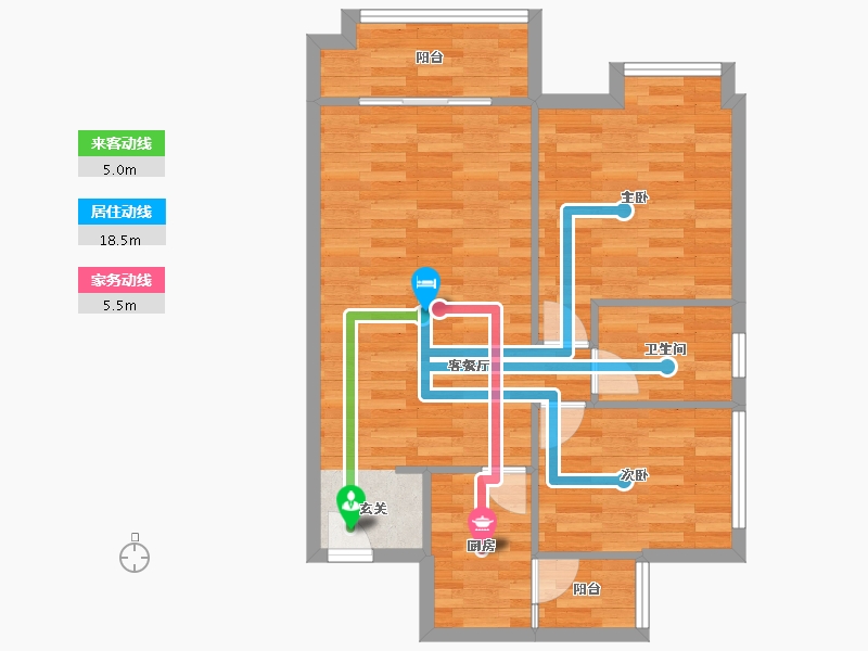 广东省-广州市-朗逸雅居2栋77m²-65.37-户型库-动静线