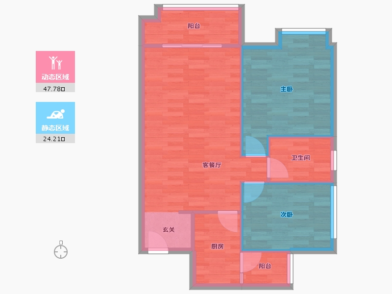 广东省-广州市-朗逸雅居2栋77m²-65.37-户型库-动静分区