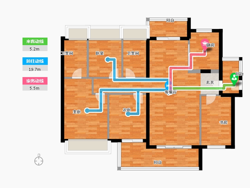 广东省-广州市-广州融创文旅城B4区8栋127m²-101.60-户型库-动静线