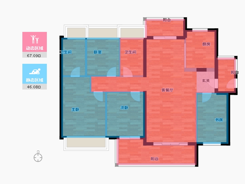 广东省-广州市-广州融创文旅城B4区8栋127m²-101.60-户型库-动静分区