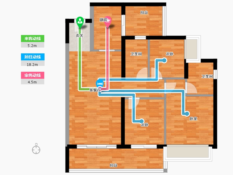 广东省-广州市-广州融创文旅城B4区8栋99m²-79.20-户型库-动静线