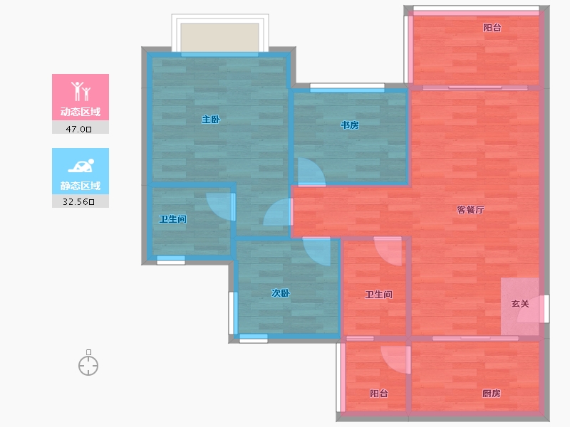 广东省-广州市-祈福聚龙堡10号楼90m²-72.00-户型库-动静分区