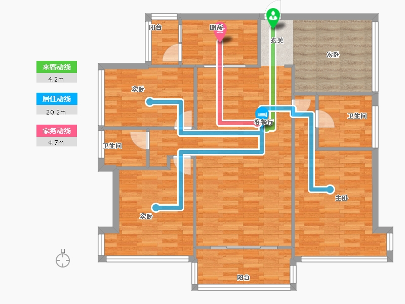 广东省-广州市-班芙小镇2栋122m²-97.60-户型库-动静线