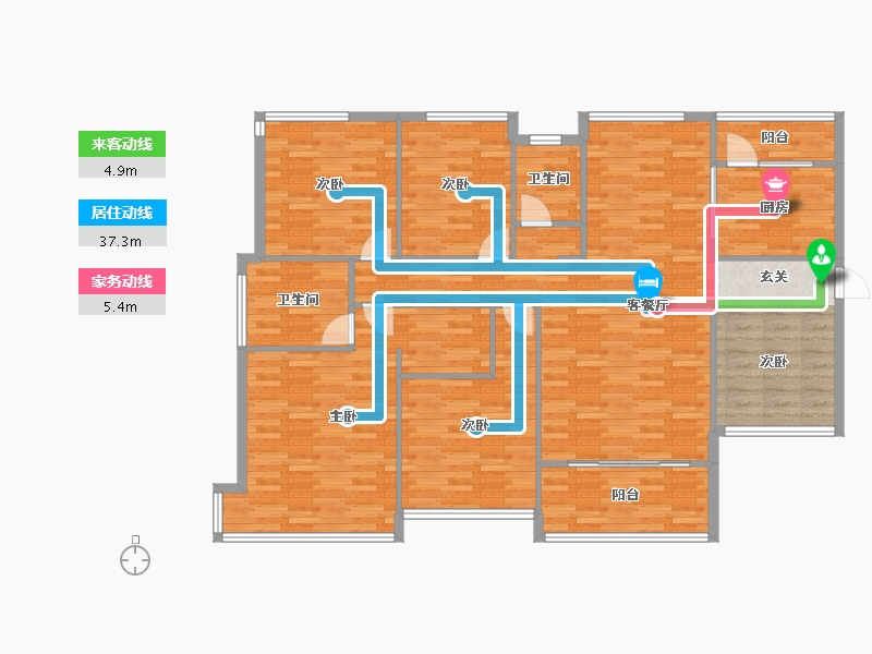 广东省-广州市-班芙小镇2栋156m²-137.85-户型库-动静线