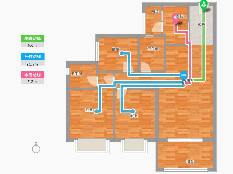 广东省-广州市-广州融创文旅城B3区2栋99m²-79.20-户型库-动静线