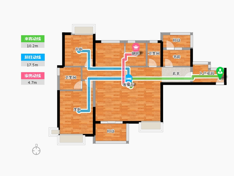 广东省-广州市-广州融创文旅城C1区2栋,C1区4栋130m²-106.12-户型库-动静线