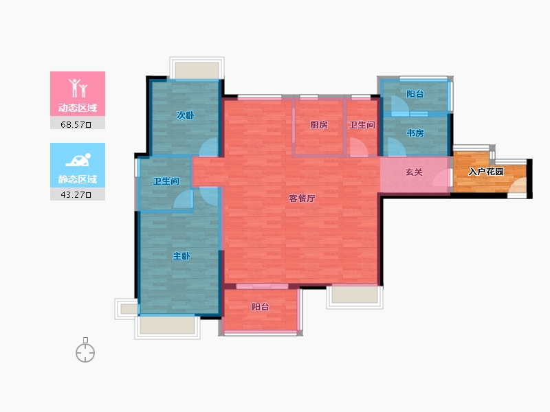 广东省-广州市-广州融创文旅城C1区2栋,C1区4栋130m²-106.12-户型库-动静分区