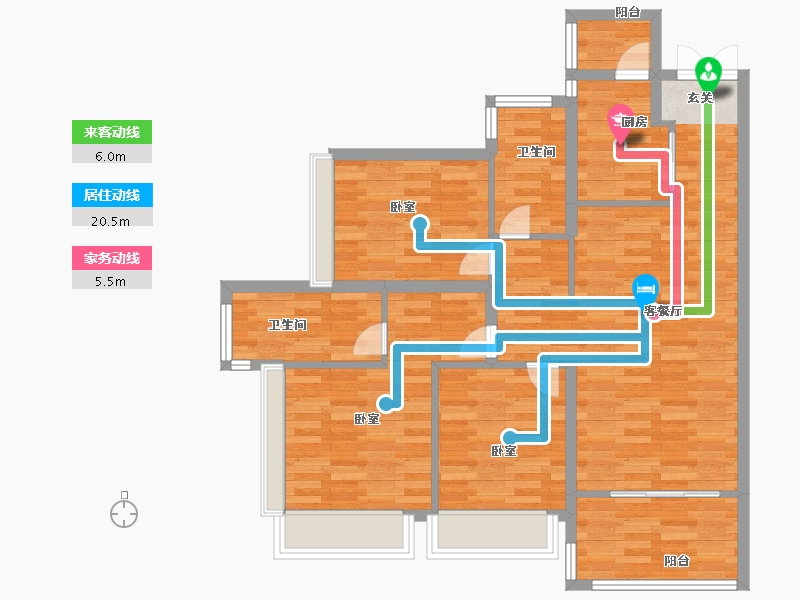 广东省-广州市-金融街花溪小镇23栋110m²-88.00-户型库-动静线