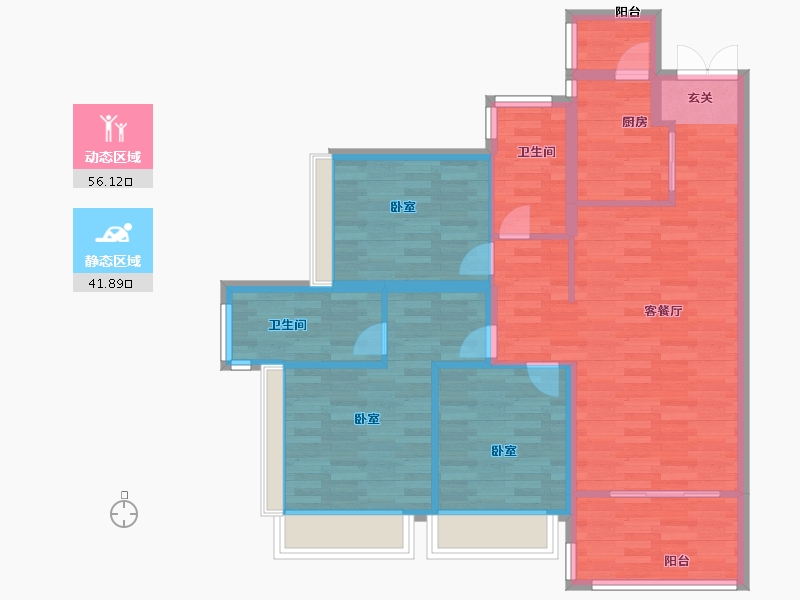 广东省-广州市-金融街花溪小镇23栋110m²-88.00-户型库-动静分区