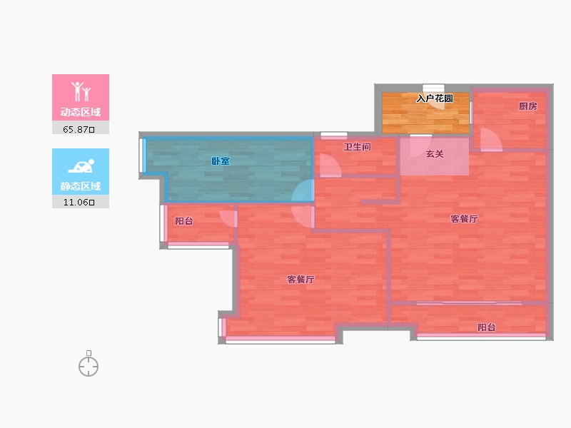 广东省-广州市-广州融创文旅城C1区5栋92m²-73.60-户型库-动静分区