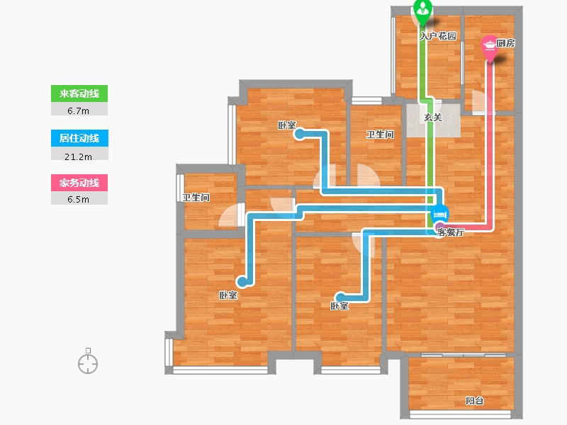 广东省-广州市-广州融创文旅城C1区2栋,C1区4栋110m²-88.00-户型库-动静线