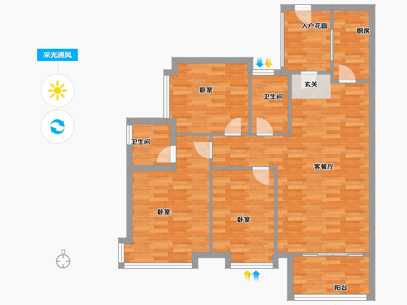 广东省-广州市-广州融创文旅城C1区2栋,C1区4栋110m²-88.00-户型库-采光通风