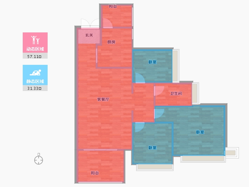 广东省-广州市-金融街花溪小镇23栋102m²-81.60-户型库-动静分区