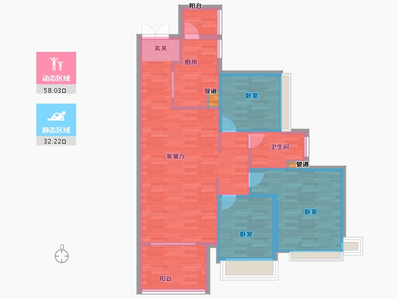 广东省-广州市-金融街花溪小镇21栋103m²-82.40-户型库-动静分区