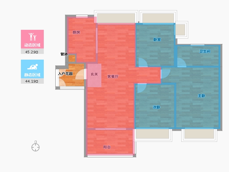 广东省-广州市-金融街花溪小镇21栋107m²-85.60-户型库-动静分区