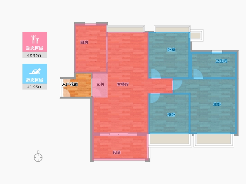 广东省-广州市-金融街花溪小镇23栋106m²-84.80-户型库-动静分区