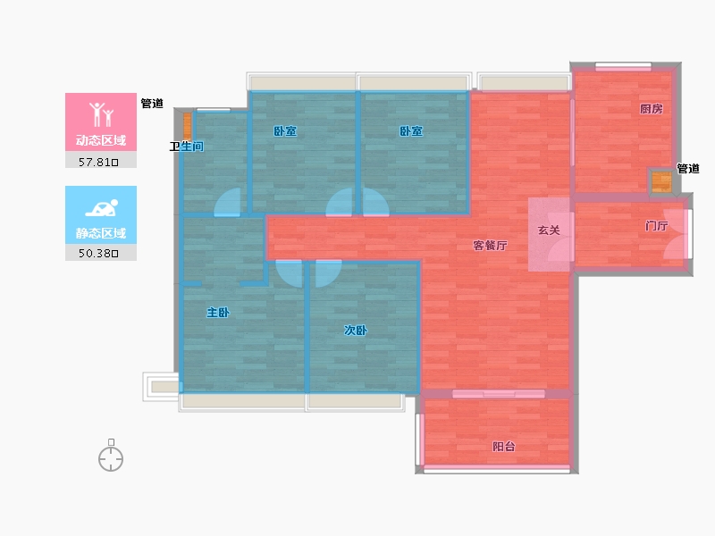 广东省-广州市-金融街花溪小镇21栋125m²-100.00-户型库-动静分区