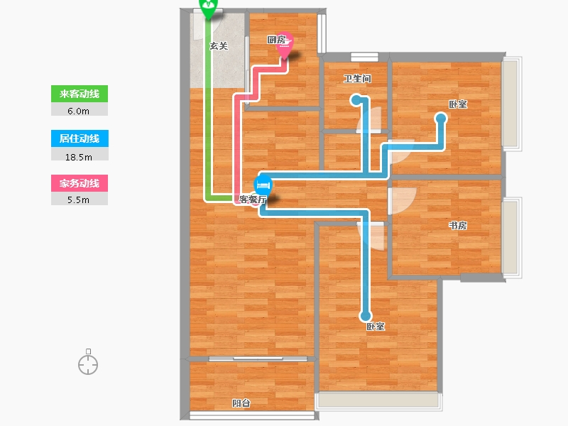 广东省-广州市-东方文德森岛湖89㎡户型89m²-71.20-户型库-动静线