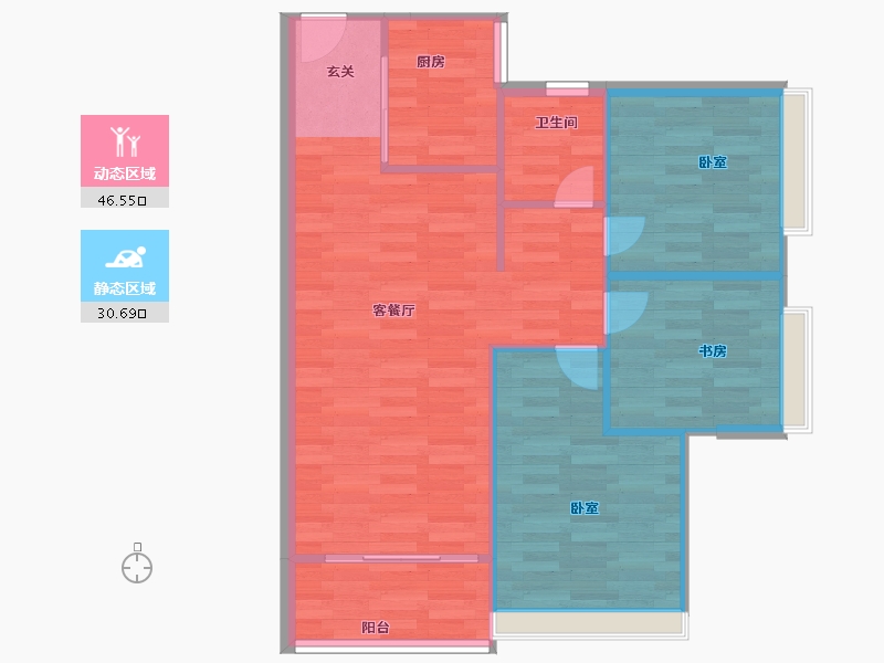 广东省-广州市-东方文德森岛湖89㎡户型89m²-71.20-户型库-动静分区