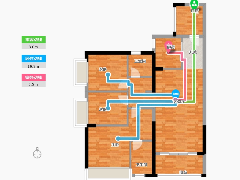 广东省-广州市-东方文德森岛湖3栋98m²-78.40-户型库-动静线