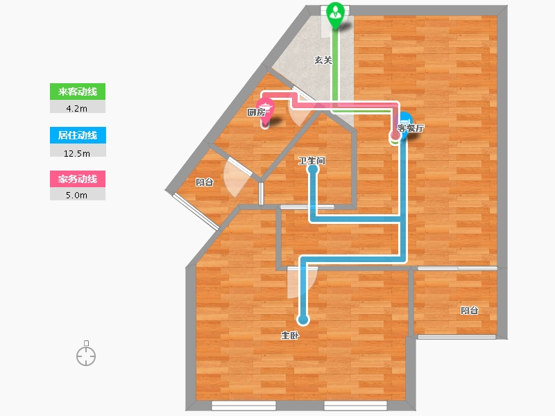 广东省-广州市-合和新城77㎡户型77㎡-61.60-户型库-动静线