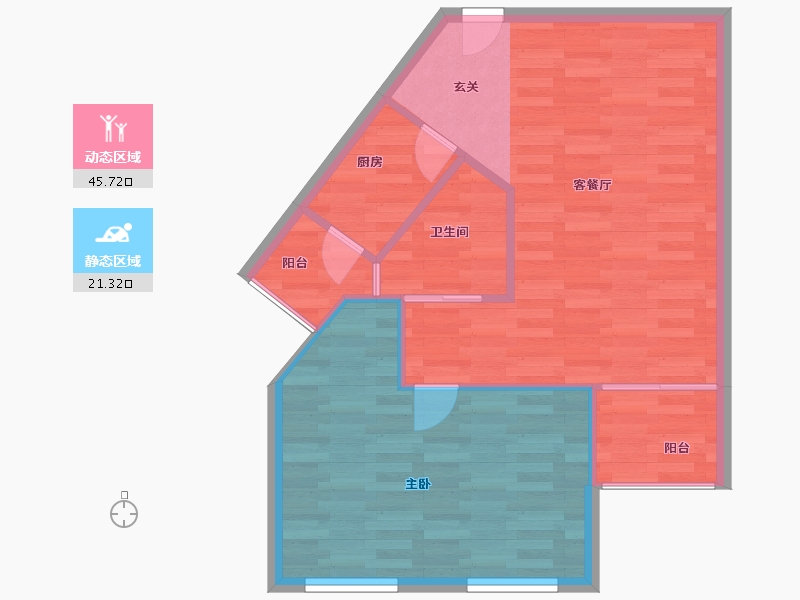 广东省-广州市-合和新城77㎡户型77㎡-61.60-户型库-动静分区