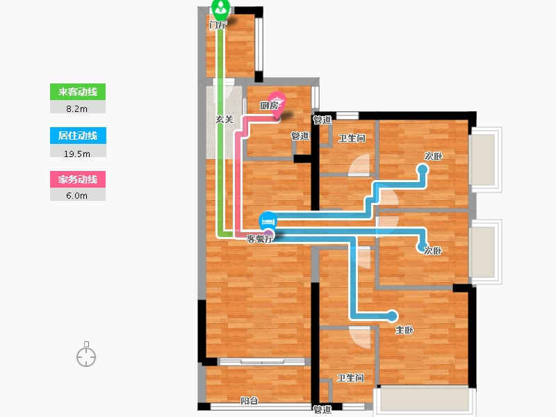 广东省-广州市-东方文德森岛湖3栋98m²-78.40-户型库-动静线