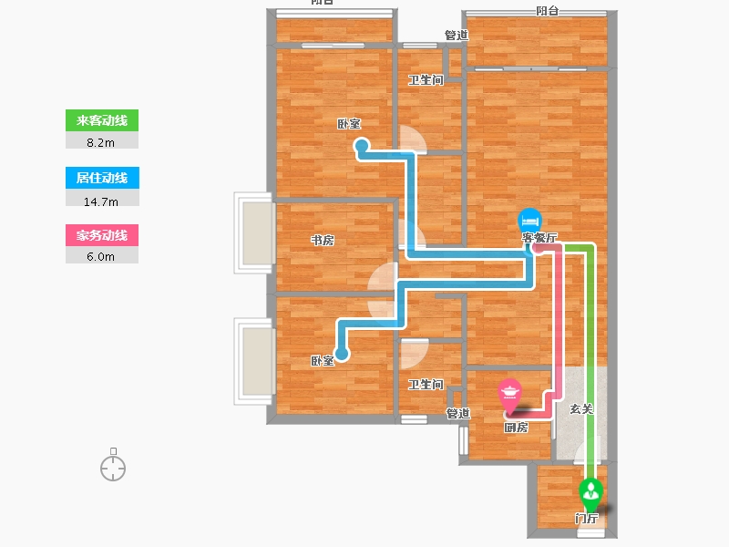 广东省-广州市-东方文德森岛湖5栋108m²-86.40-户型库-动静线