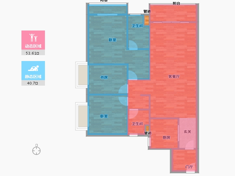 广东省-广州市-东方文德森岛湖5栋108m²-86.40-户型库-动静分区