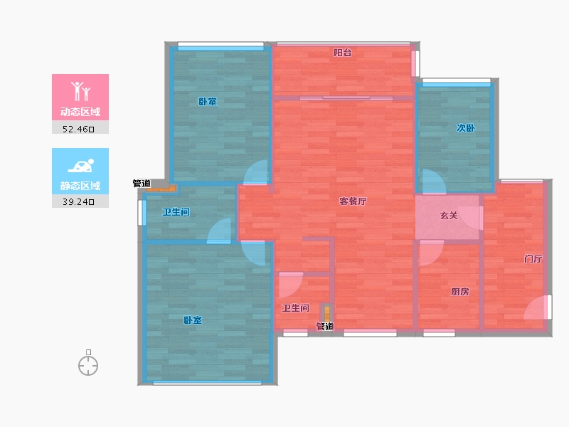 广东省-广州市-东方文德森岛湖3栋105m²-84.00-户型库-动静分区