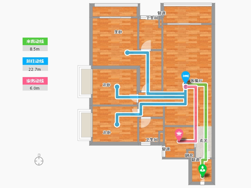 广东省-广州市-东方文德森岛湖3栋108m²-86.40-户型库-动静线