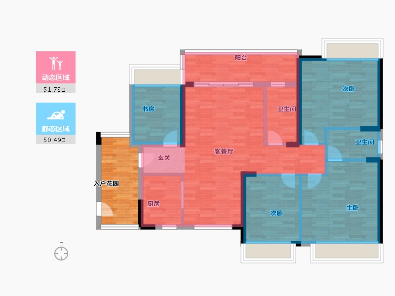 广东省-广州市-东方文德森岛湖5栋124m²-99.20-户型库-动静分区