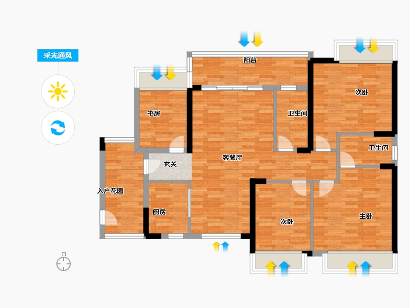 广东省-广州市-东方文德森岛湖5栋124m²-99.20-户型库-采光通风