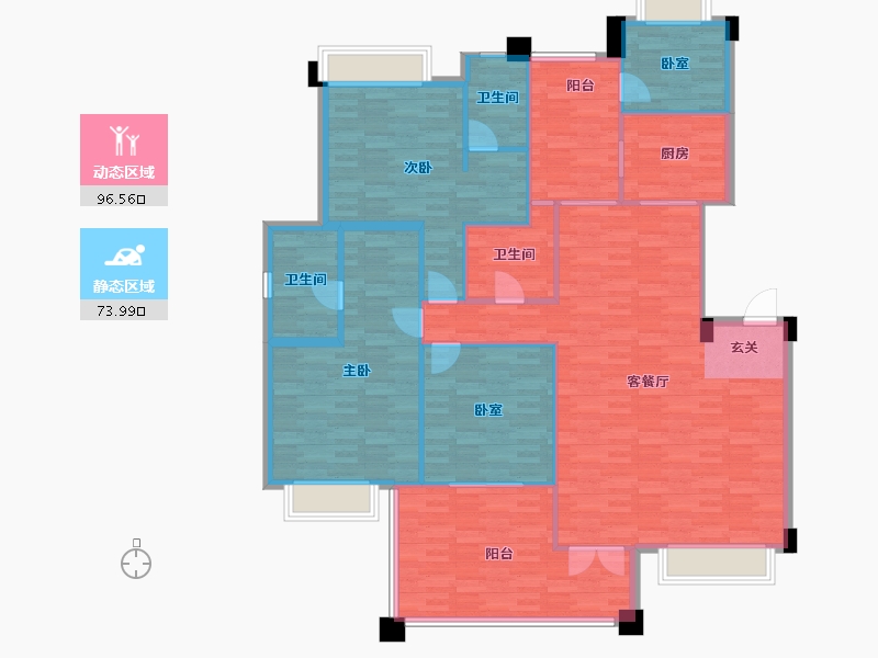 广东省-广州市-时代康桥3栋,13栋,14栋182m²-157.46-户型库-动静分区