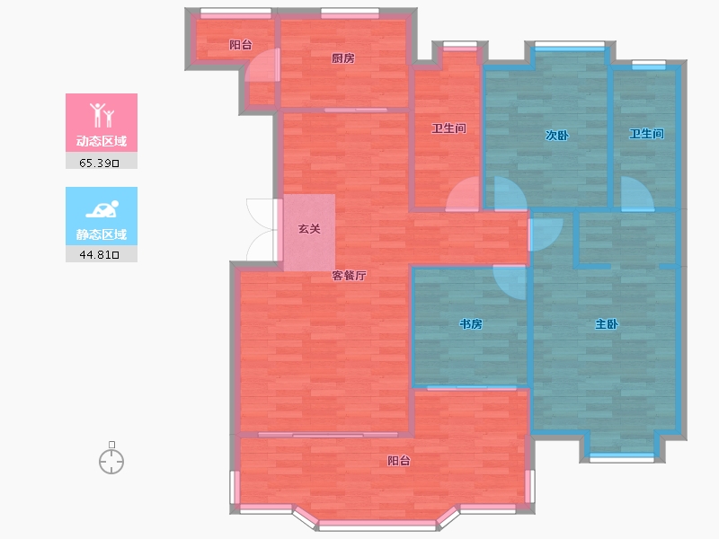 广东省-广州市-元邦山清水秀6区F10栋,6区F11栋126m²-100.80-户型库-动静分区