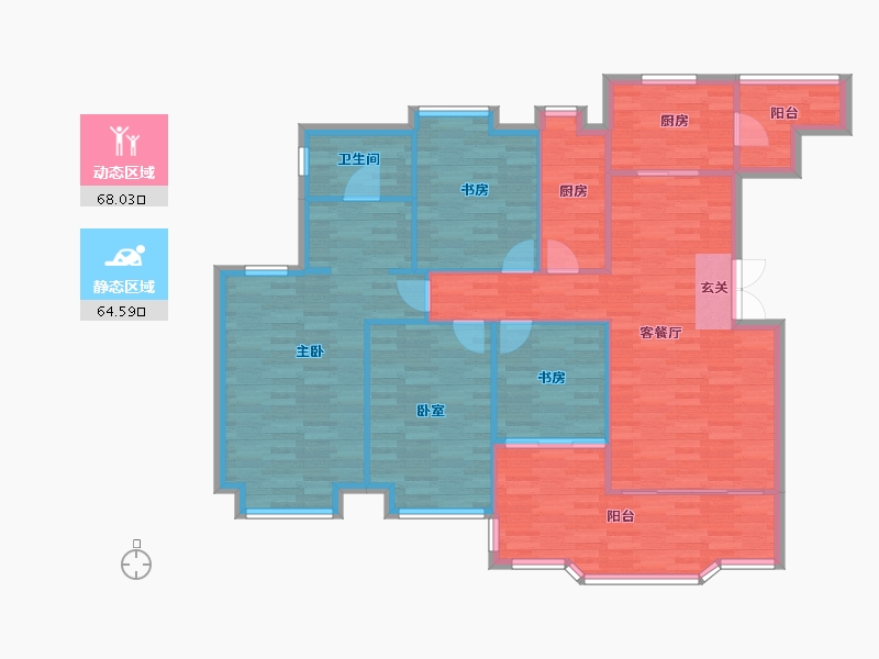 广东省-广州市-元邦山清水秀6区F10栋,6区F11栋152m²-121.61-户型库-动静分区