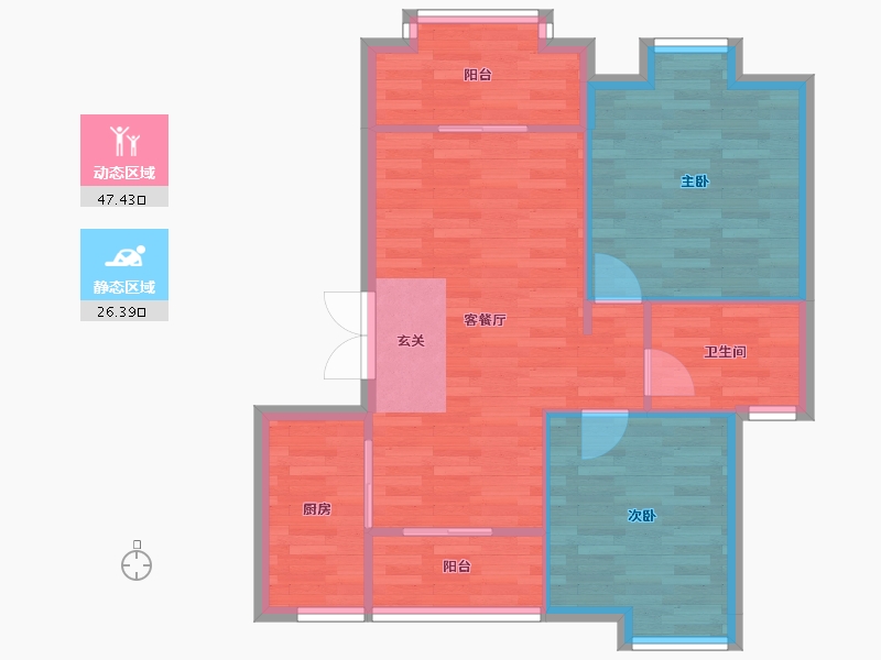 广东省-广州市-元邦山清水秀6区F7栋,6区F9栋86m²-67.08-户型库-动静分区