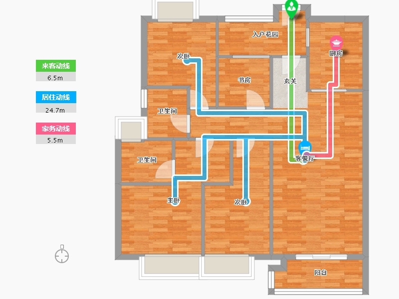 广东省-广州市-路劲天隽峰12栋138m²-96.98-户型库-动静线