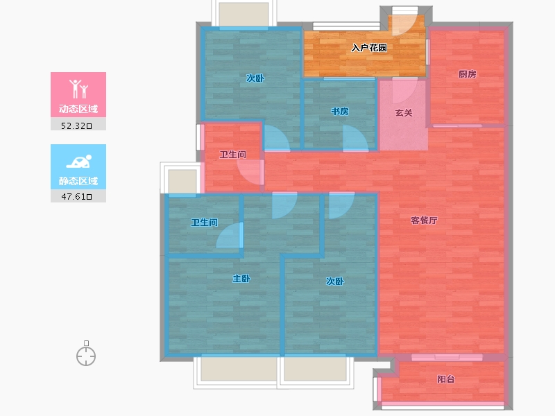 广东省-广州市-路劲天隽峰12栋138m²-96.98-户型库-动静分区