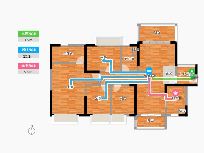 广东省-广州市-路劲天隽峰03户型133m²-106.40-户型库-动静线