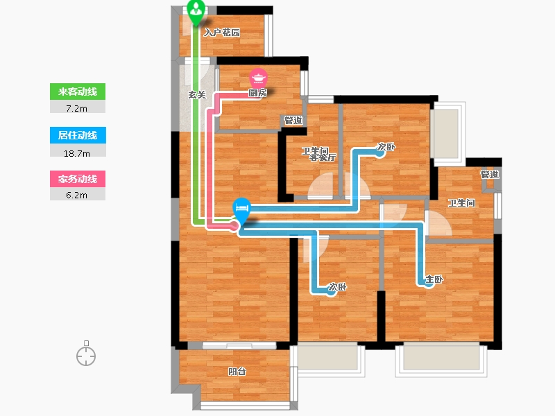 广东省-广州市-路劲天隽峰A6栋,A7栋,A8栋95m²-76.48-户型库-动静线