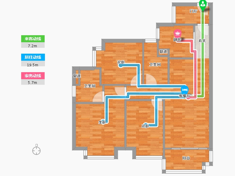 广东省-广州市-路劲天隽峰A6栋,A7栋,A8栋97m²-77.61-户型库-动静线