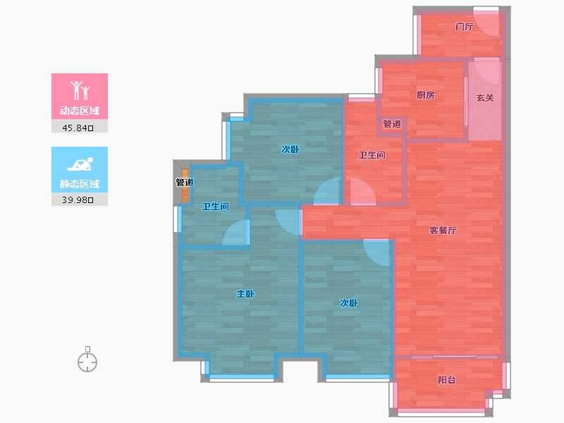 广东省-广州市-路劲天隽峰A6栋,A7栋,A8栋97m²-77.61-户型库-动静分区