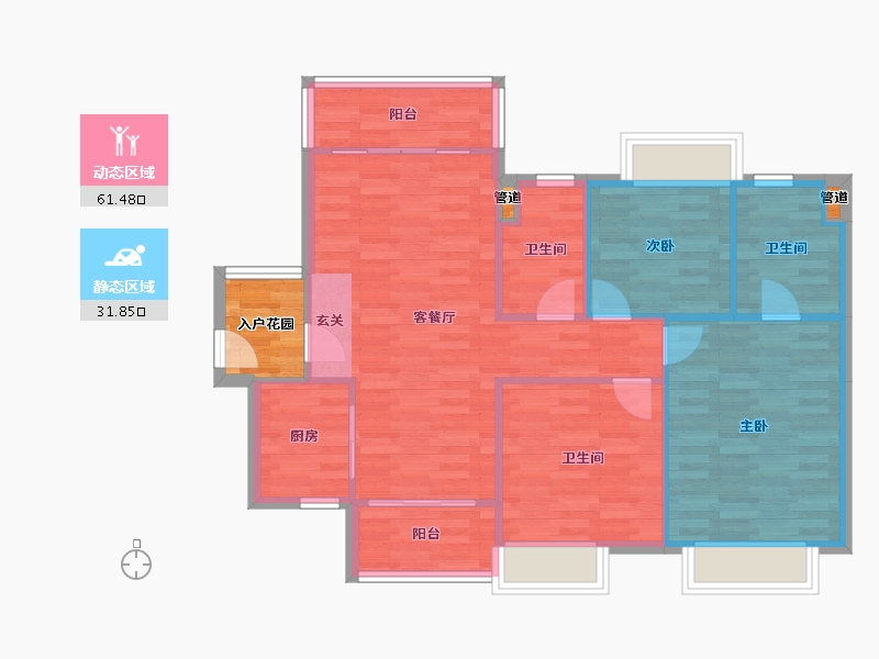 广东省-广州市-路劲天隽峰A8栋111m²-89.24-户型库-动静分区