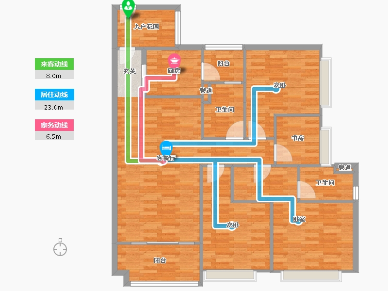 广东省-广州市-路劲天隽峰11栋126m²-100.53-户型库-动静线