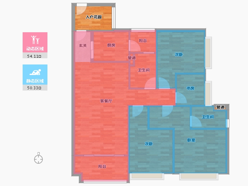 广东省-广州市-路劲天隽峰11栋126m²-100.53-户型库-动静分区