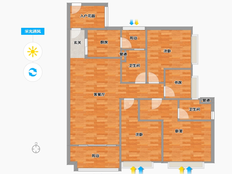 广东省-广州市-路劲天隽峰11栋126m²-100.53-户型库-采光通风